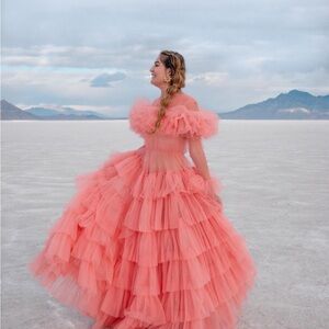 Kiki riki RUFFLE SHEER MERCAN MAXI DRESS size small